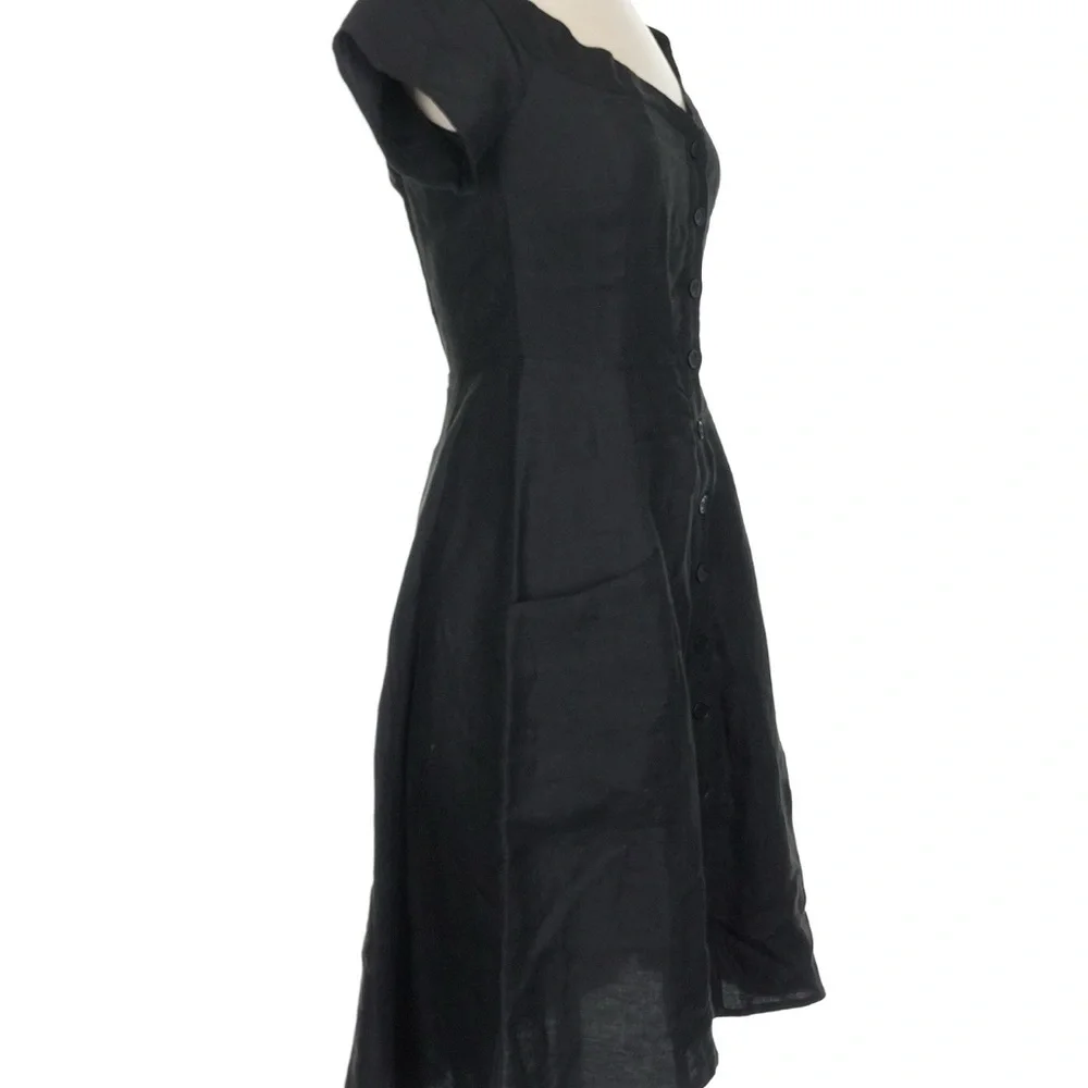 Size 4 Black Button Up Linen Reformation Dress - Picture 10 of 10